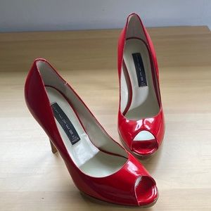 Patent leather red Steven by Steve Madden open toe pumps